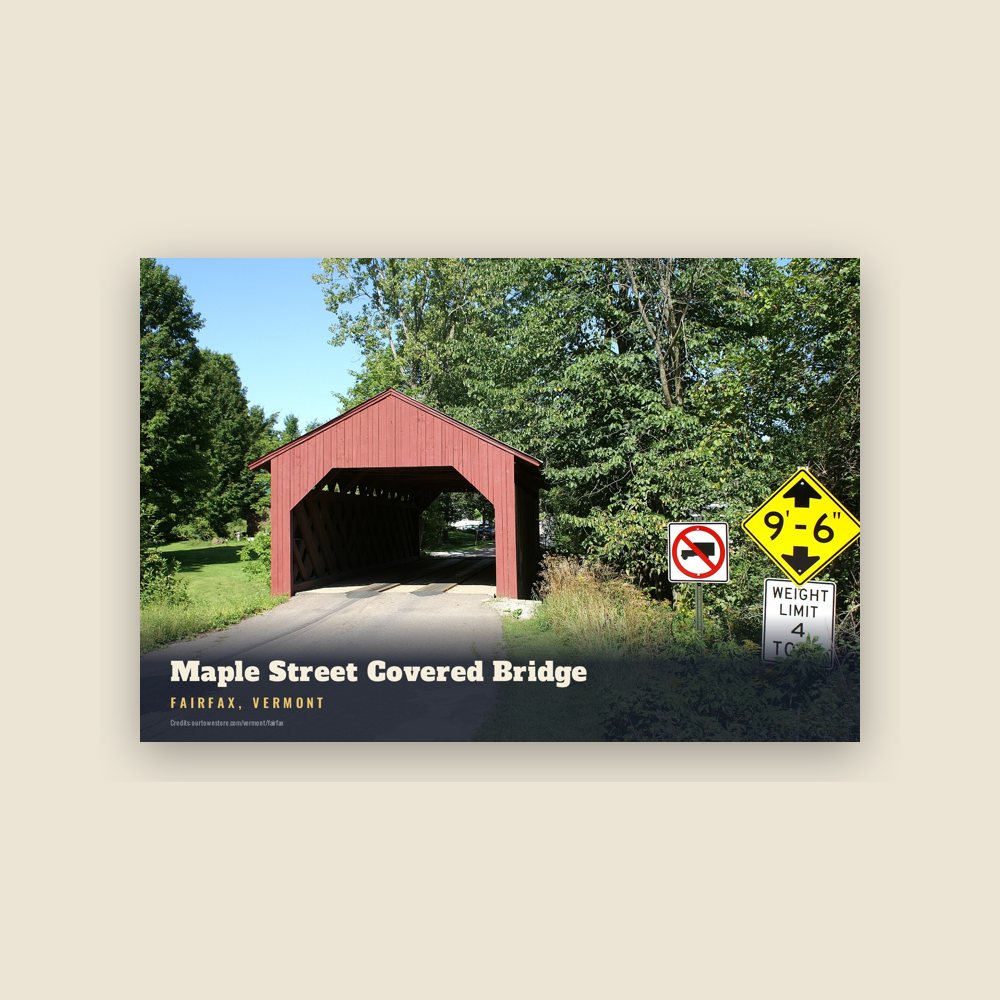 Fairfax Maple Street Covered Bridge Postcard