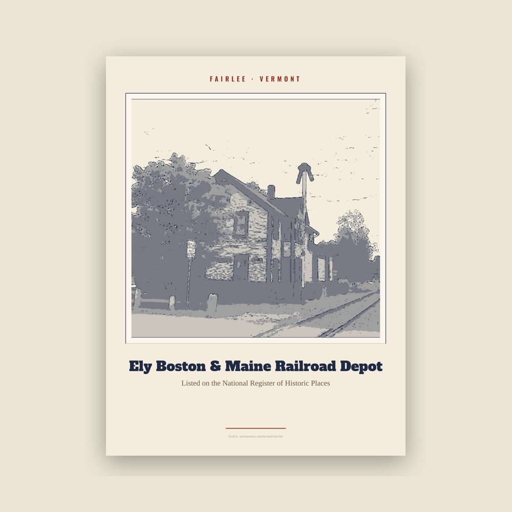 Fairlee Ely Boston & Maine Railroad Depot Landmark Print