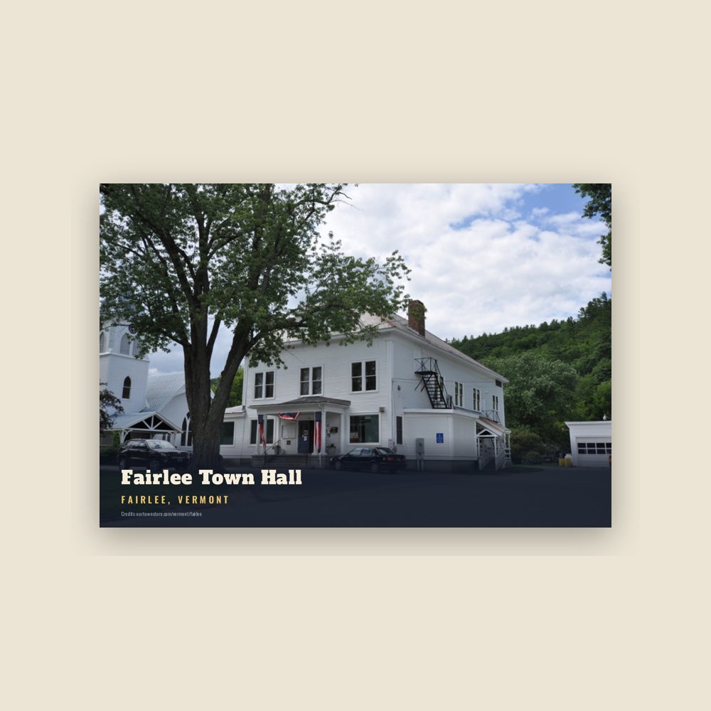 Fairlee Fairlee Town Hall Postcard
