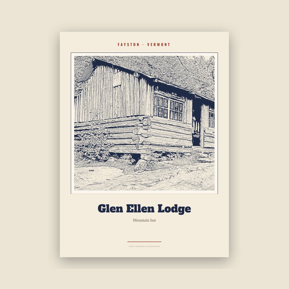 Fayston Glen Ellen Lodge Landmark Print