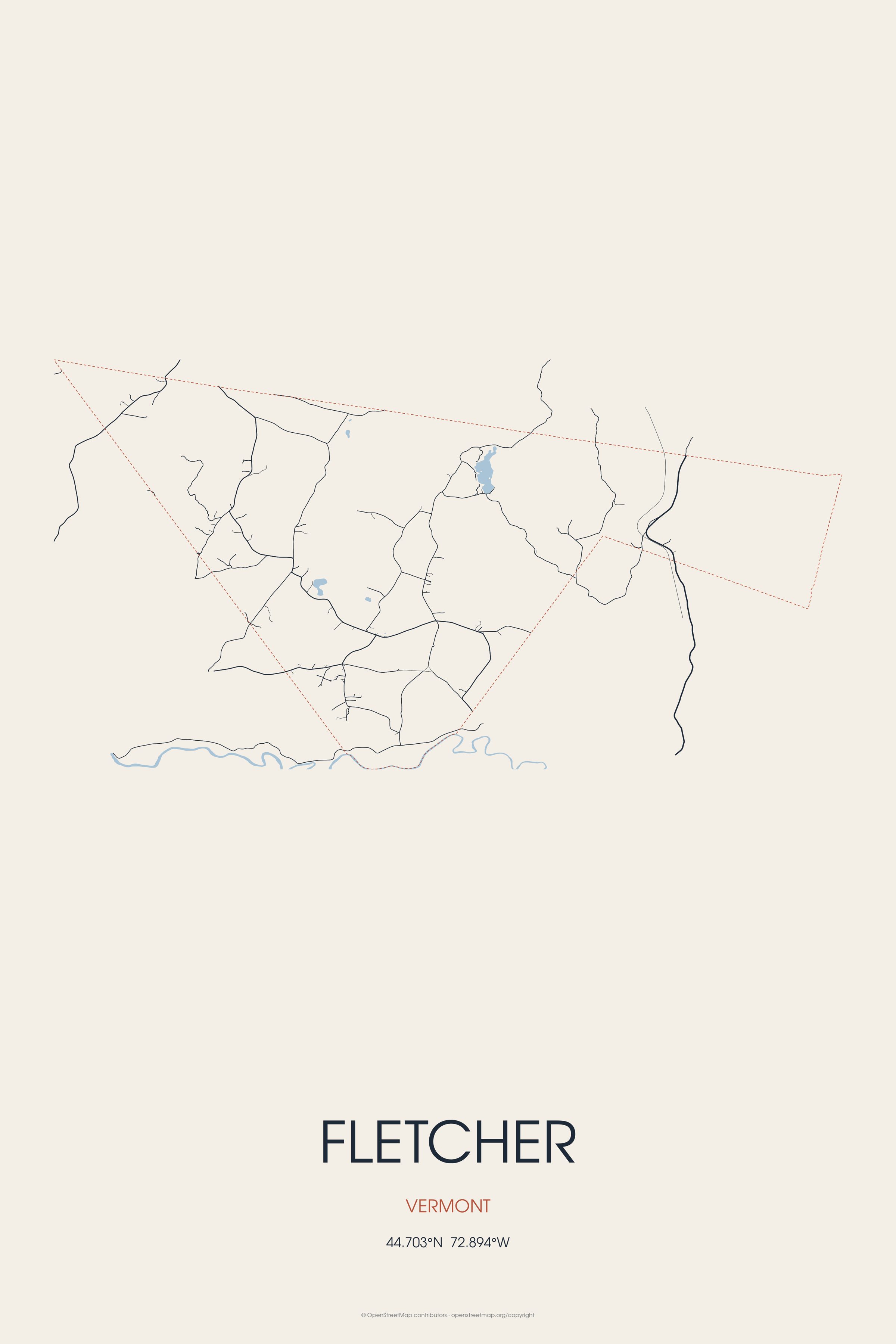 Street map of Fletcher, Vermont