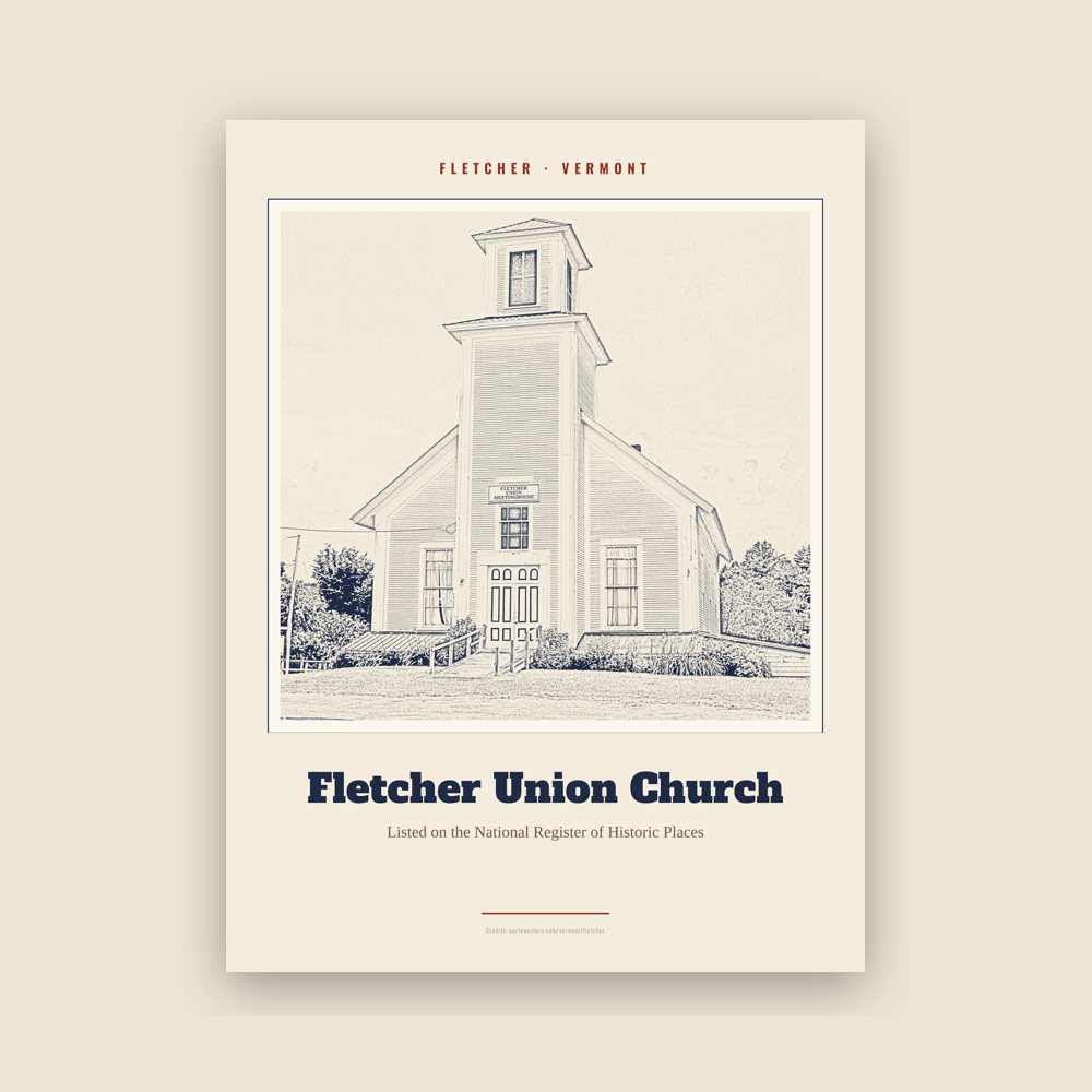 Fletcher Fletcher Union Church Landmark Print