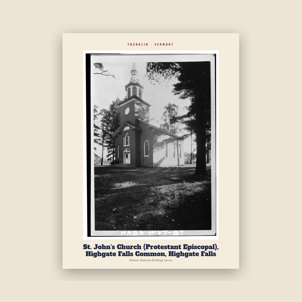 Franklin St. John's Church (Protestant Episcopal), Highgate Falls Common, Highgate Falls Archive Print