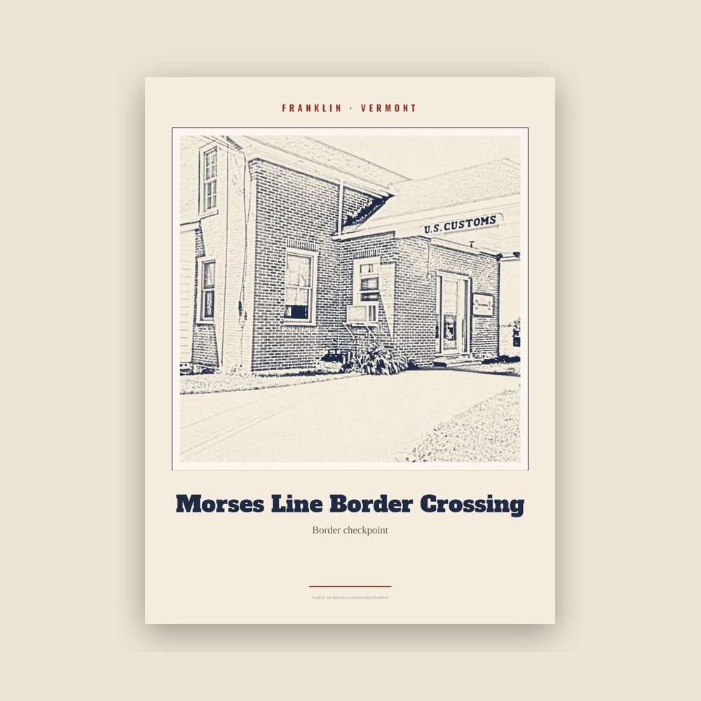 Franklin Morses Line Border Crossing Landmark Print
