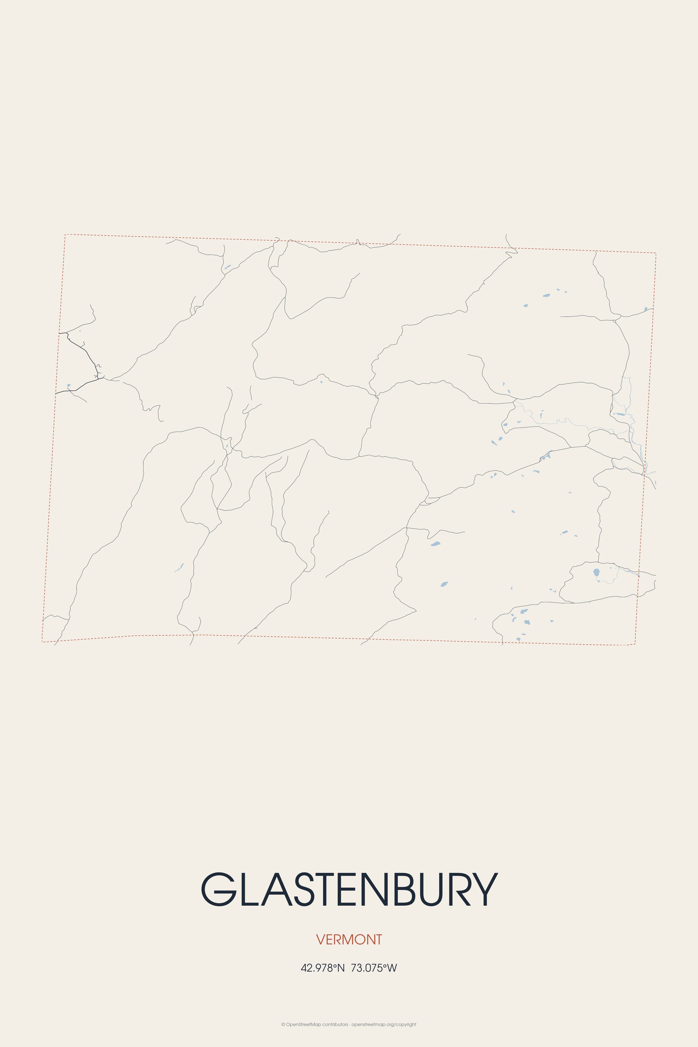 Street map of Glastenbury, Vermont