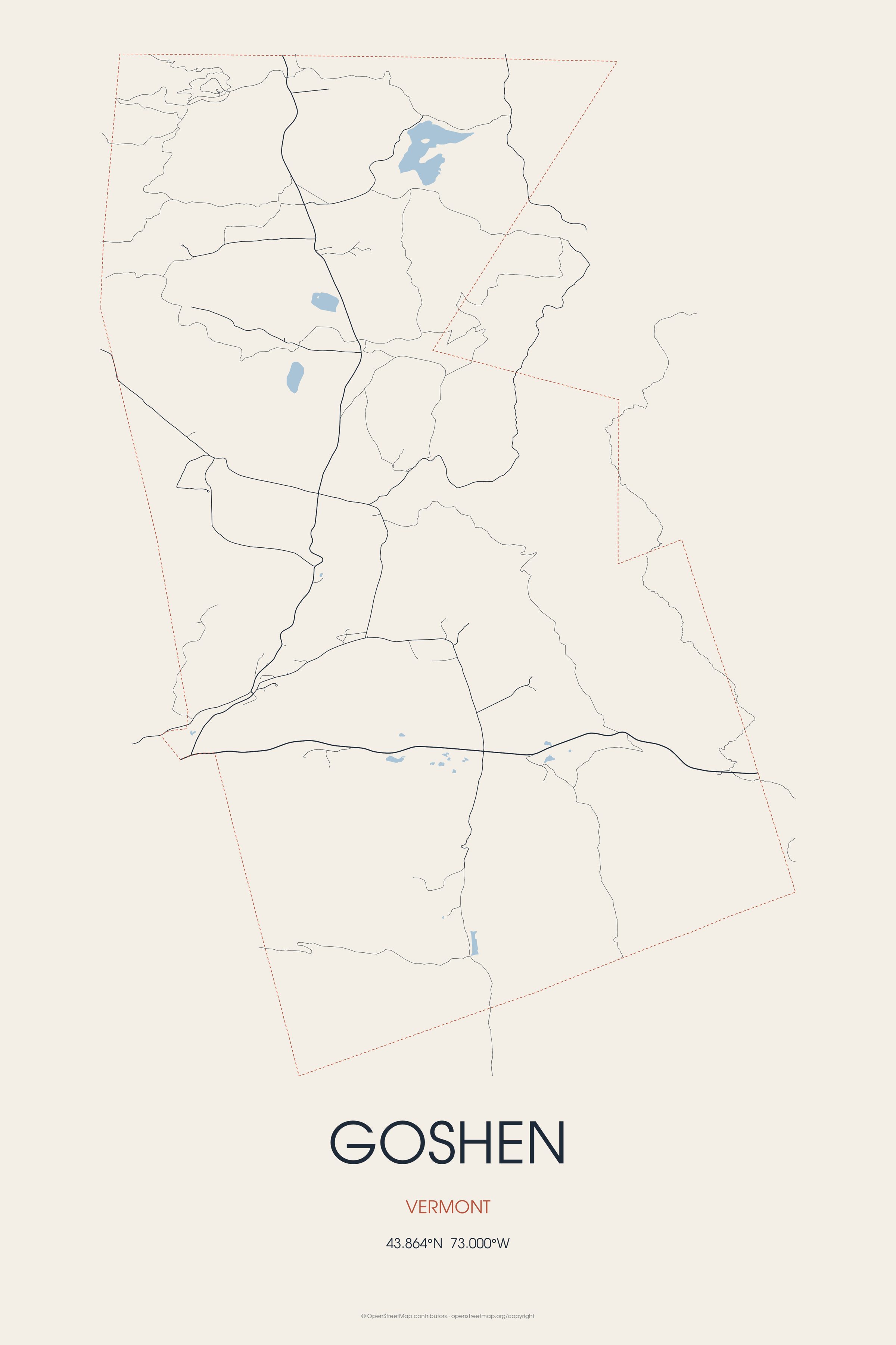 Street map of Goshen, Vermont