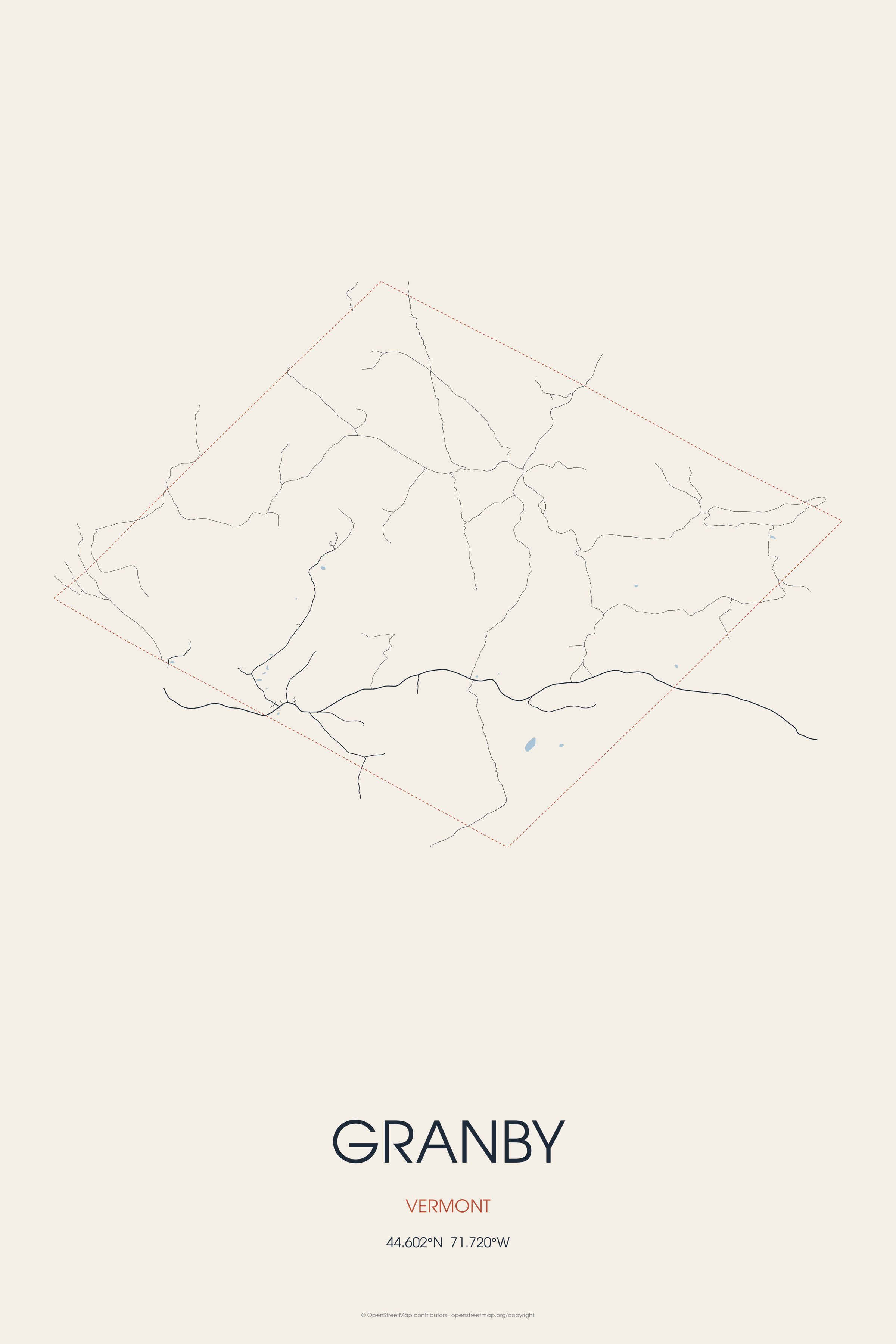 Street map of Granby, Vermont