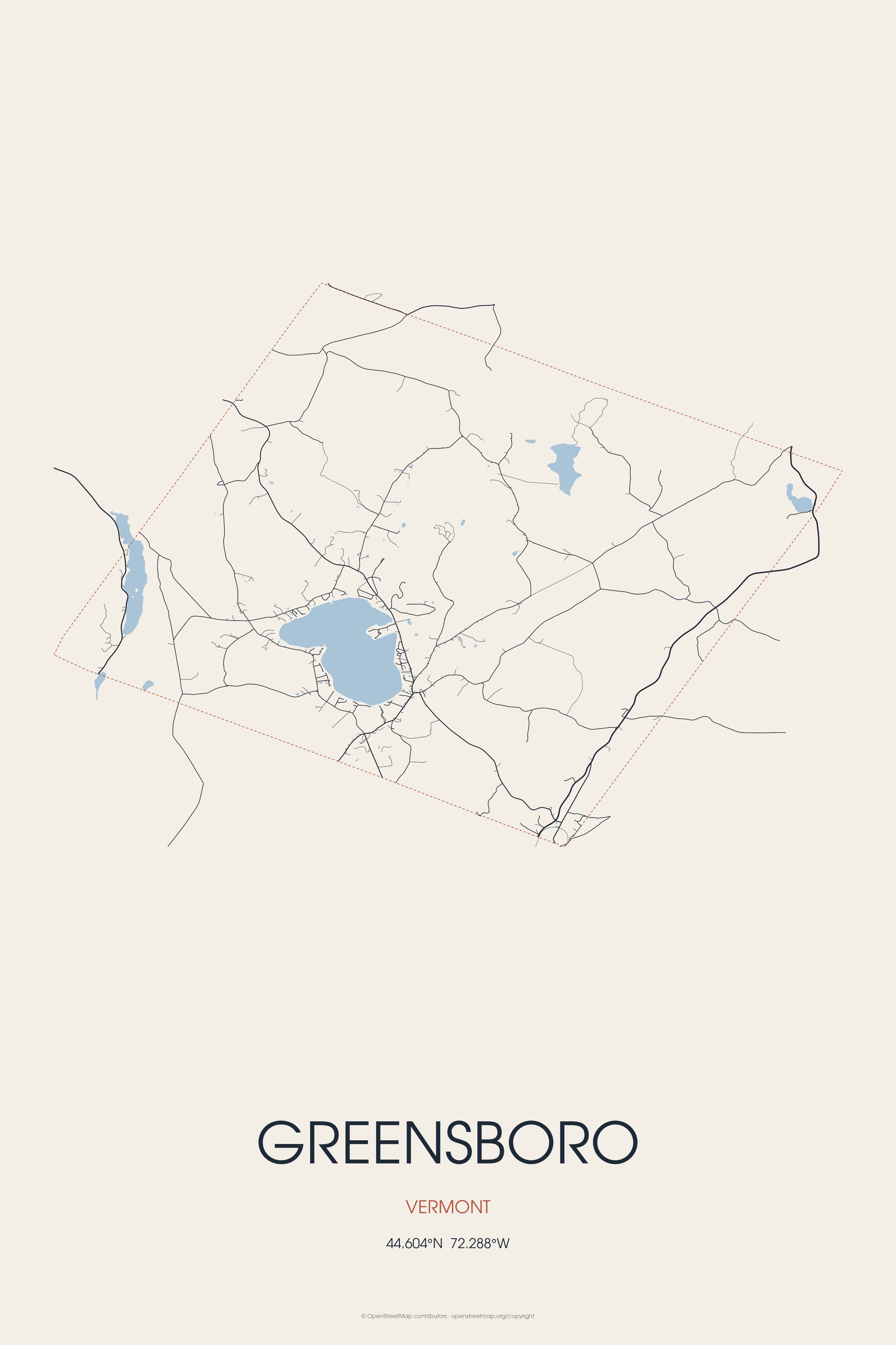 Street map of Greensboro, Vermont