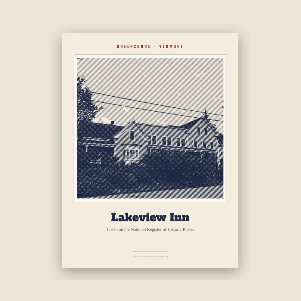 Greensboro Lakeview Inn Landmark Print