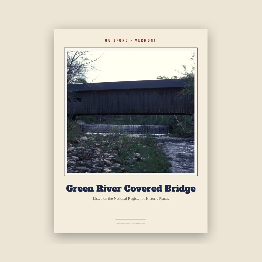 Guilford Green River Covered Bridge Landmark Print