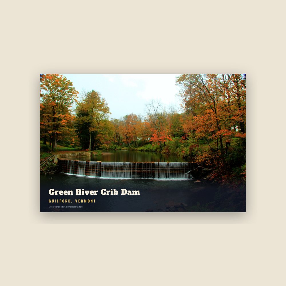 Guilford Green River Crib Dam Postcard