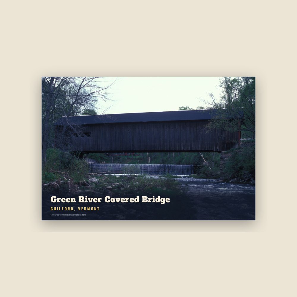 Guilford Green River Covered Bridge Postcard