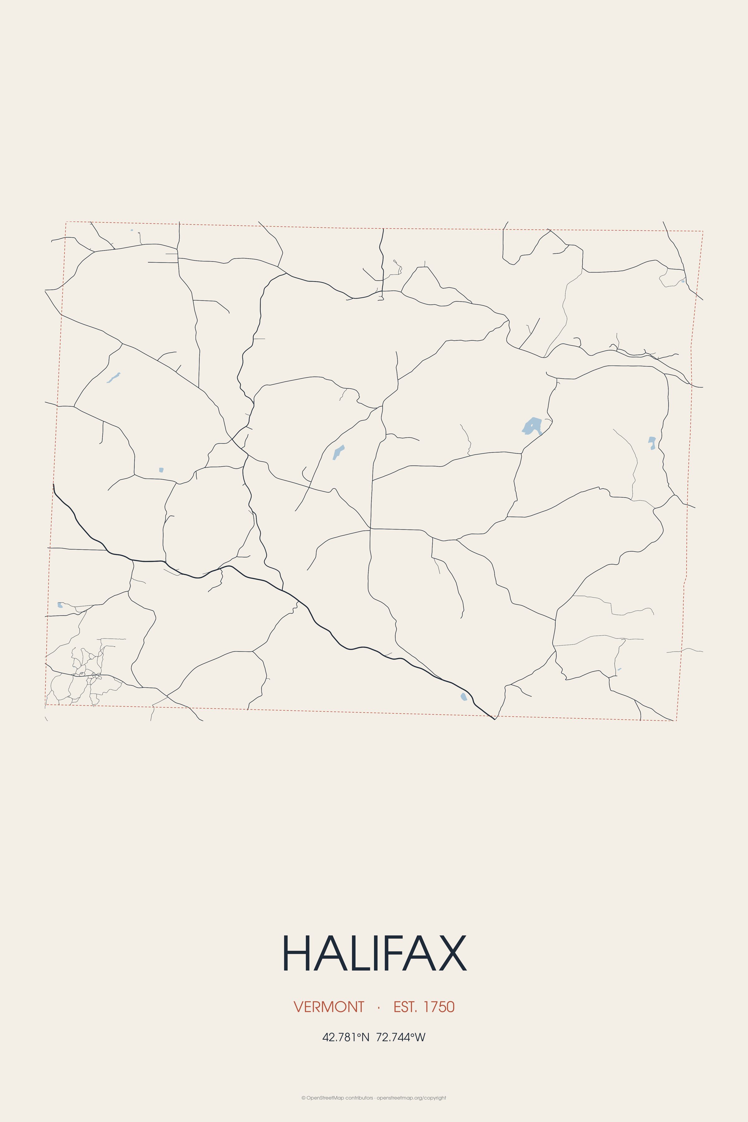 Street map of Halifax, Vermont