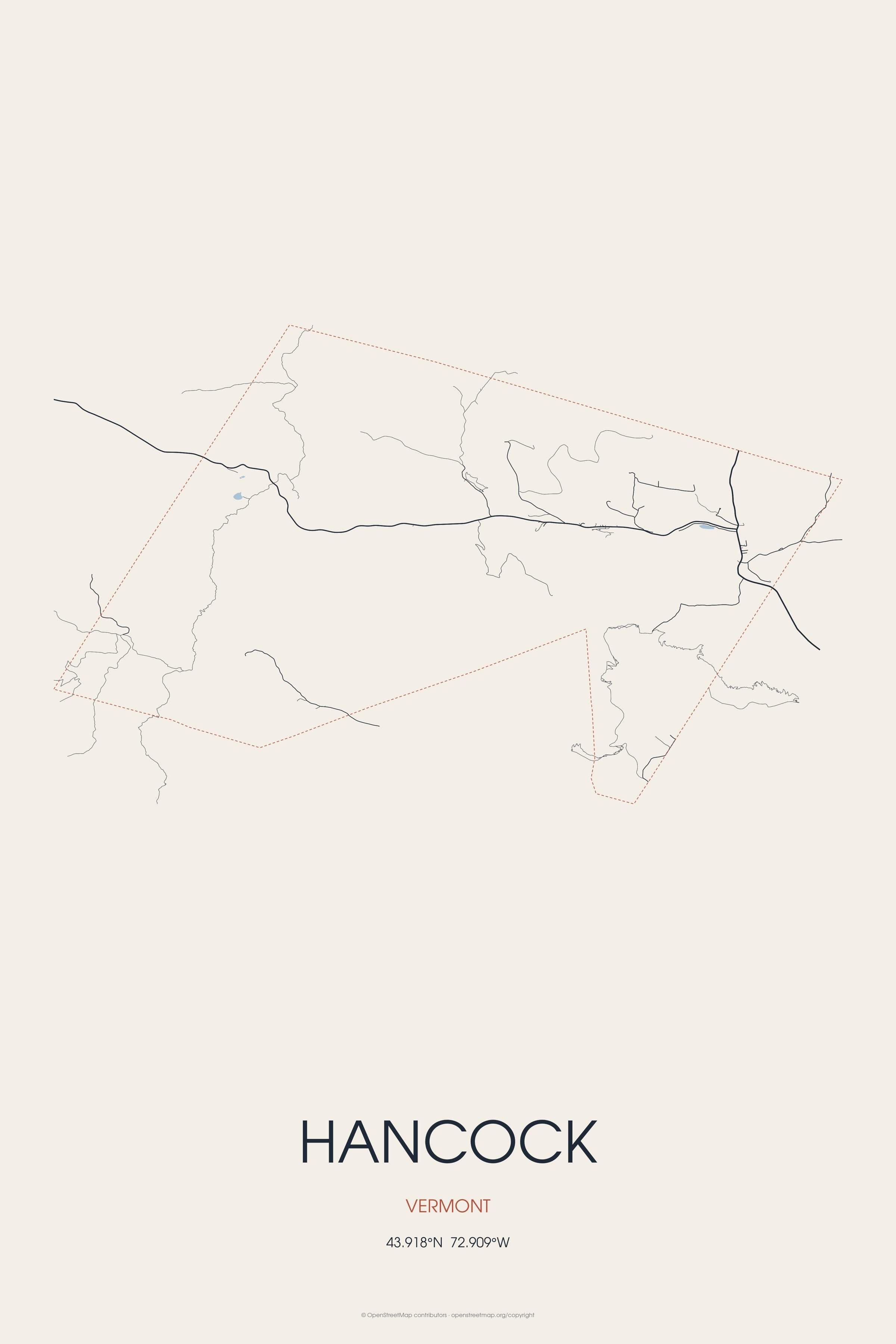 Street map of Hancock, Vermont