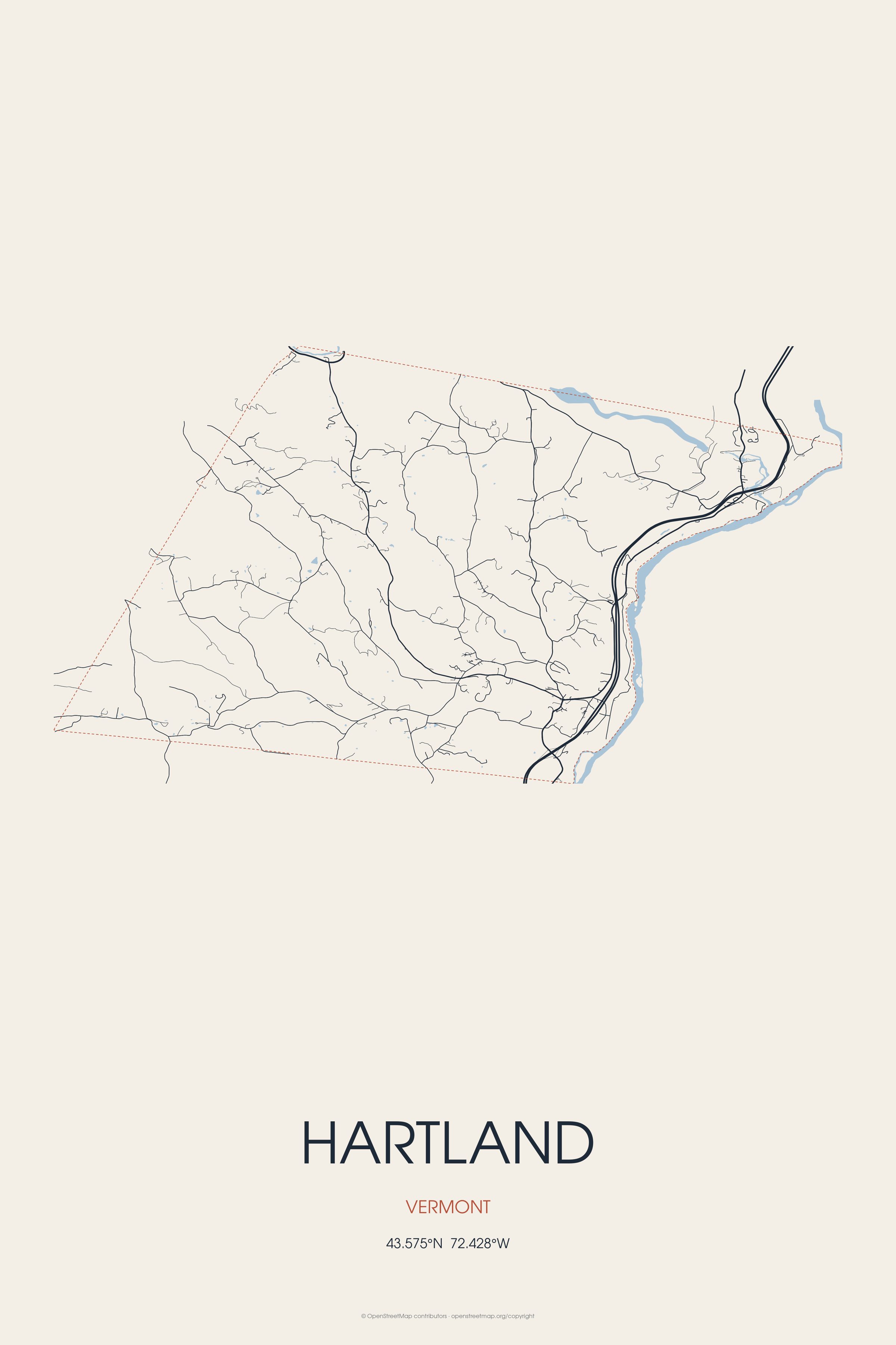 Street map of Hartland, Vermont