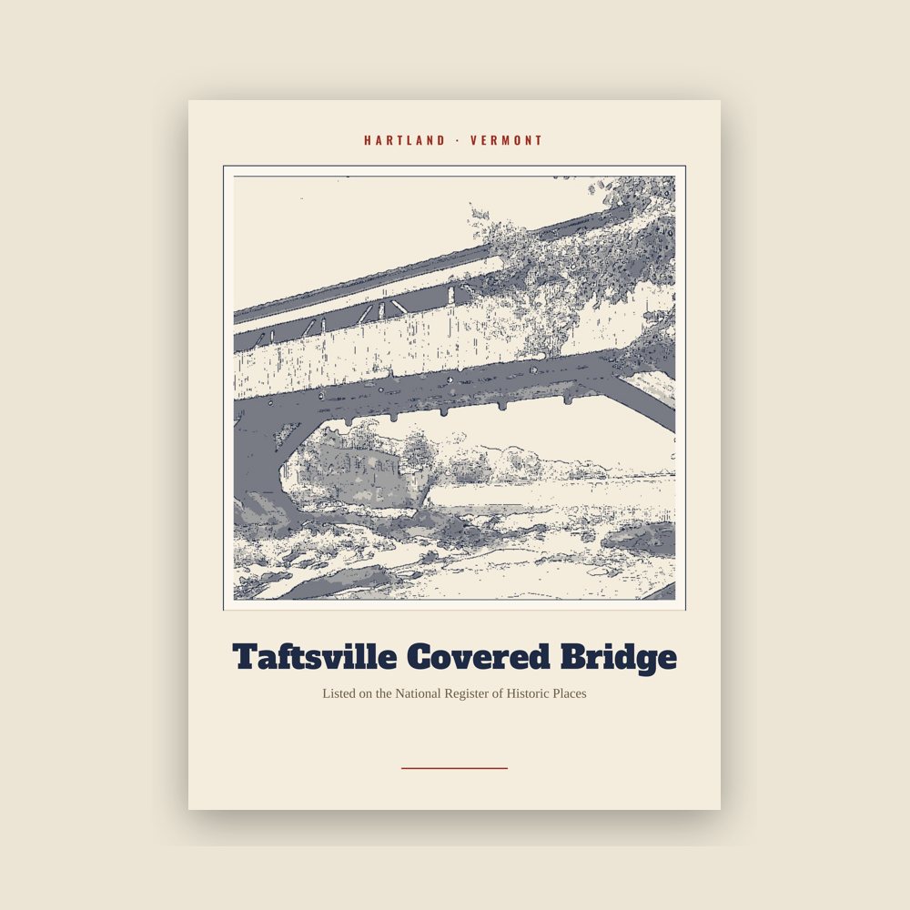 Hartland Taftsville Covered Bridge Landmark Print