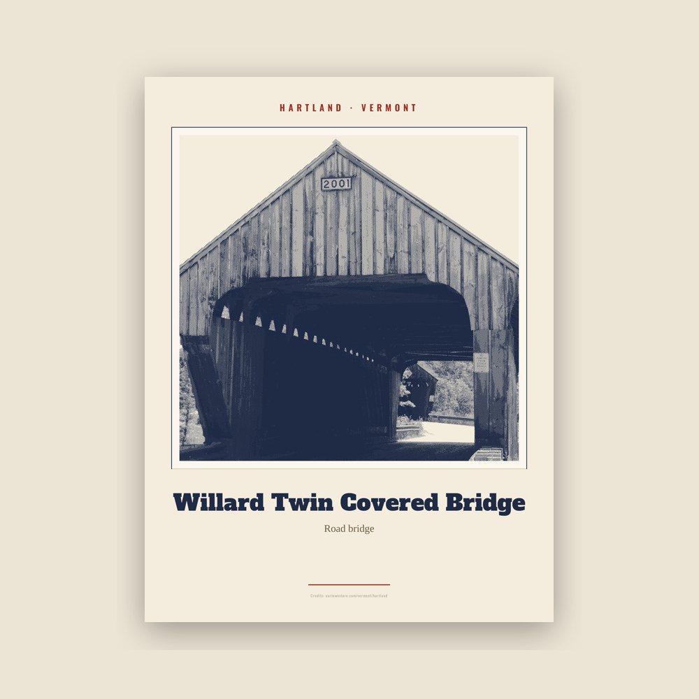 Hartland Willard Twin Covered Bridge Landmark Print