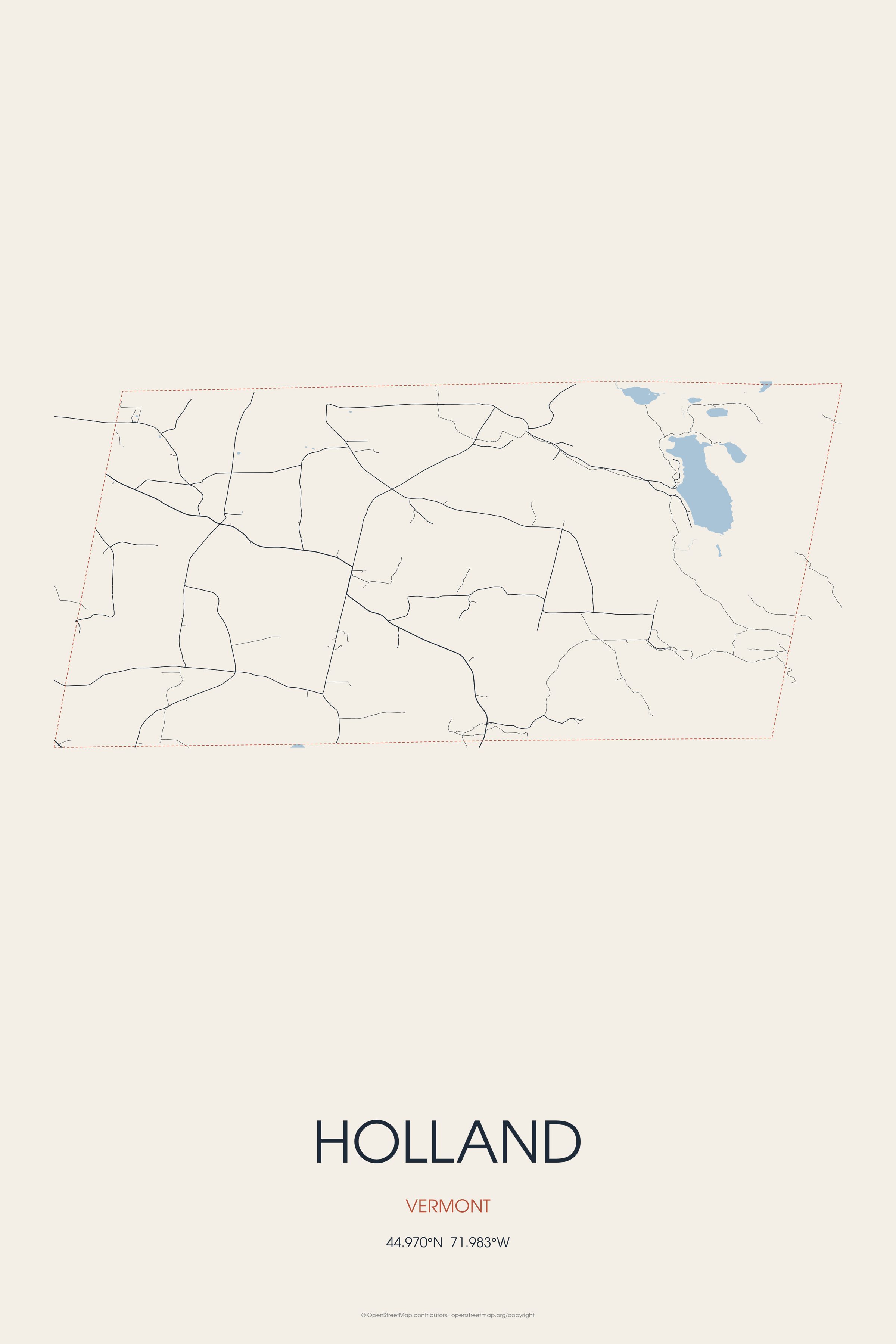 Street map of Holland, Vermont