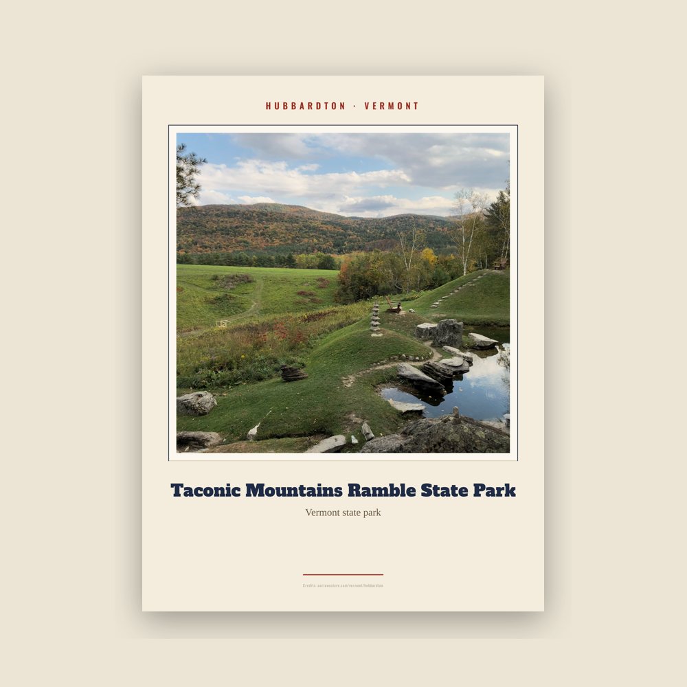 Hubbardton Taconic Mountains Ramble State Park Landmark Print