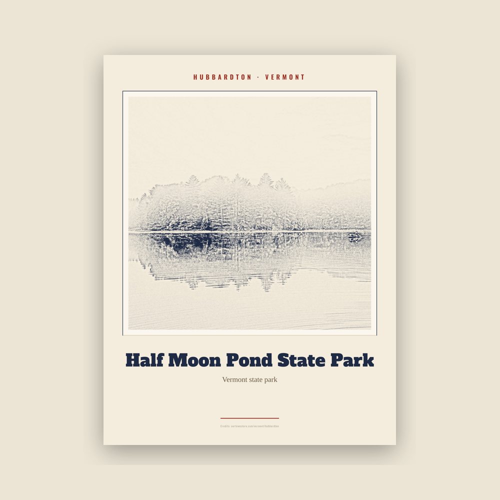 Hubbardton Half Moon Pond State Park Landmark Print