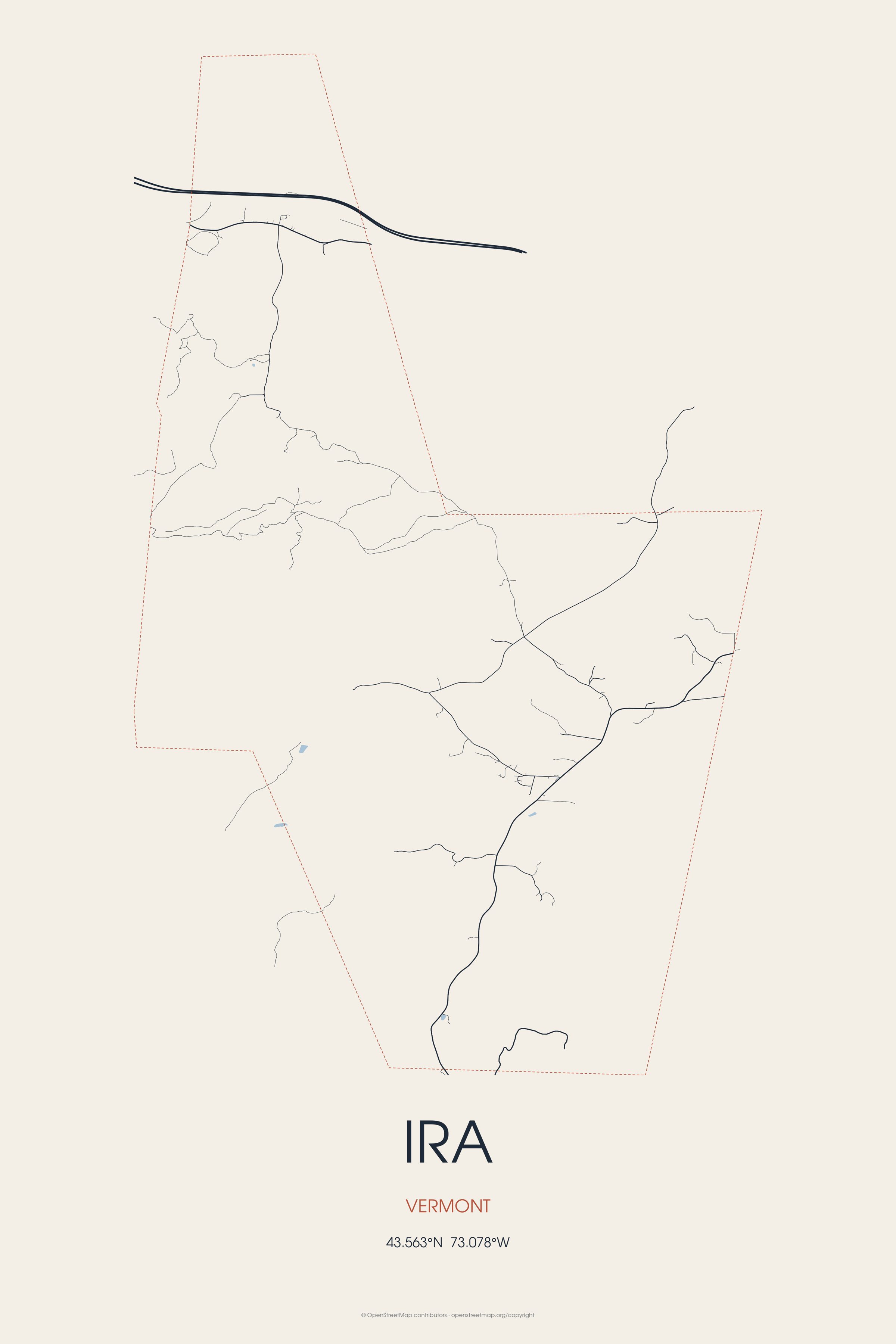 Street map of Ira, Vermont