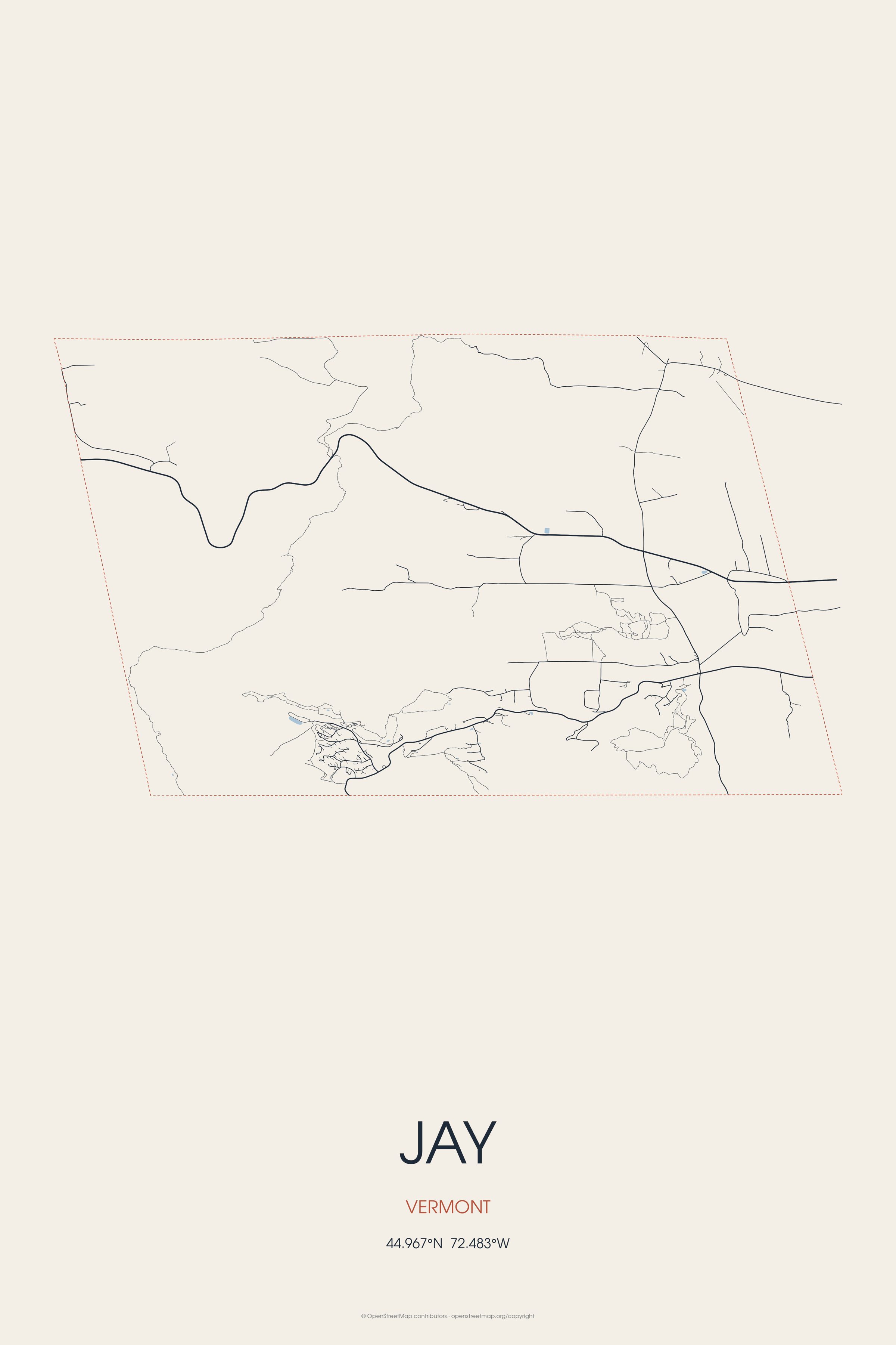 Street map of Jay, Vermont