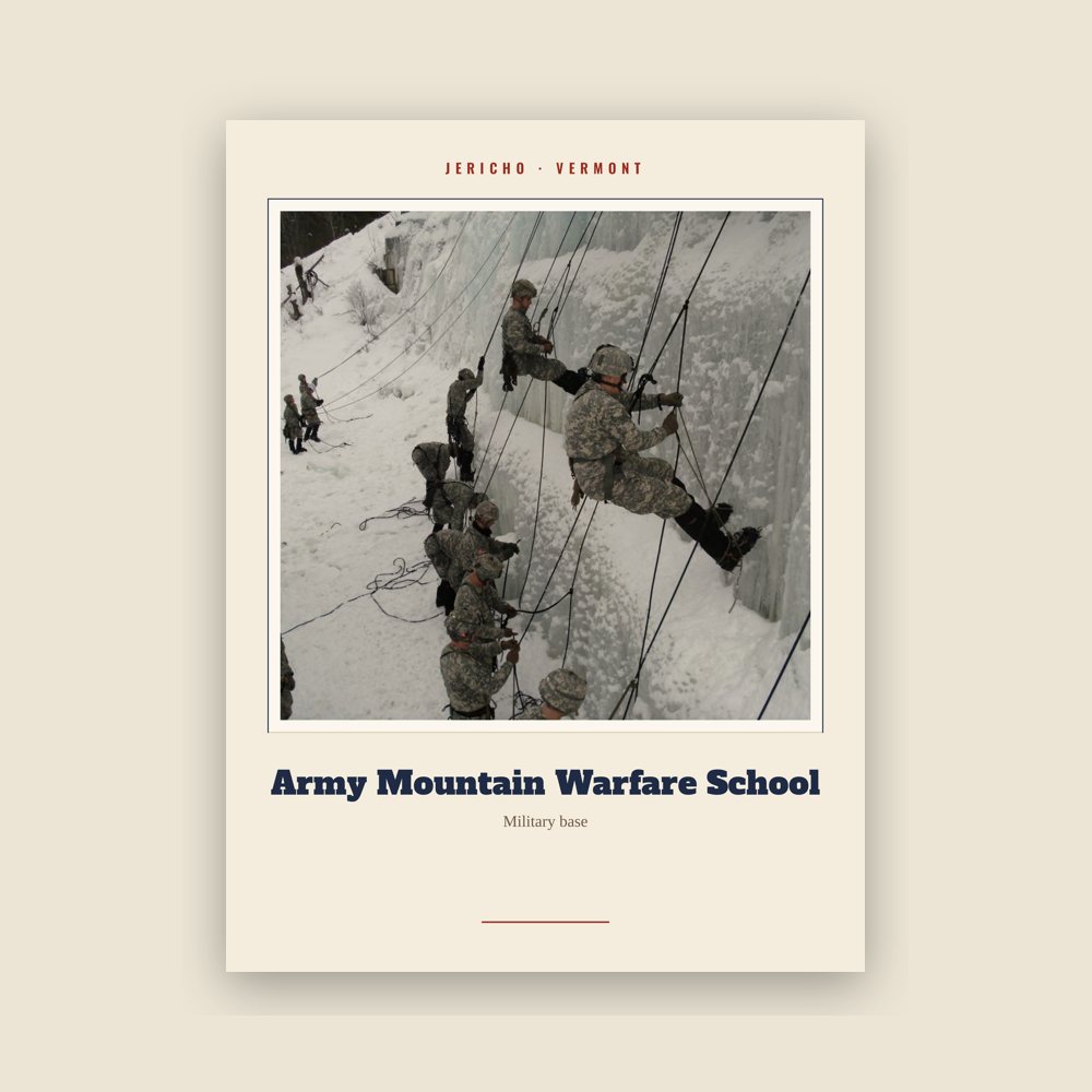 Jericho Army Mountain Warfare School Landmark Print