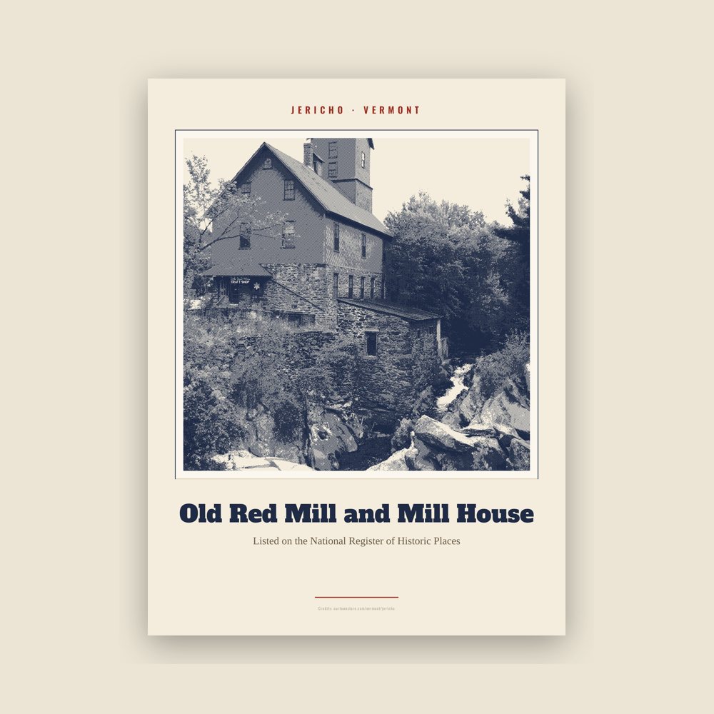 Jericho Old Red Mill and Mill House Landmark Print