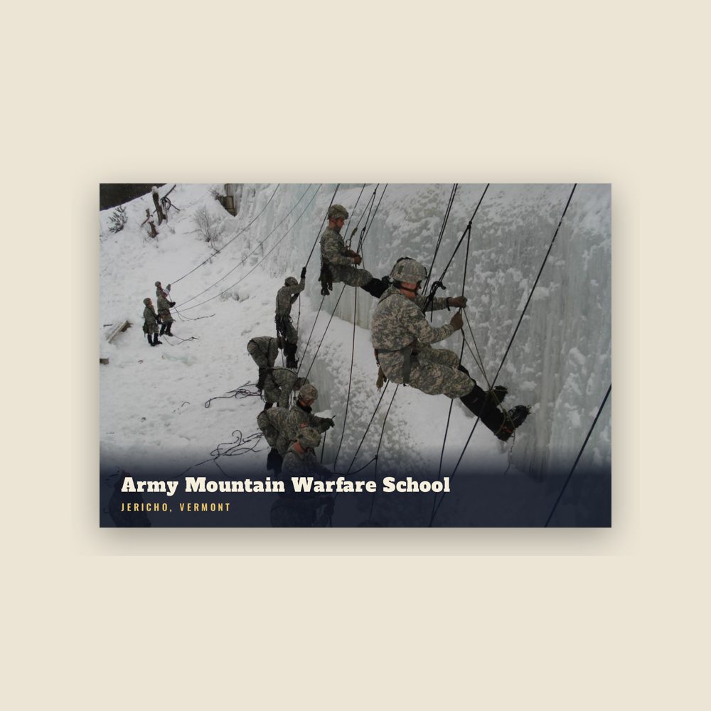 Jericho Army Mountain Warfare School Postcard