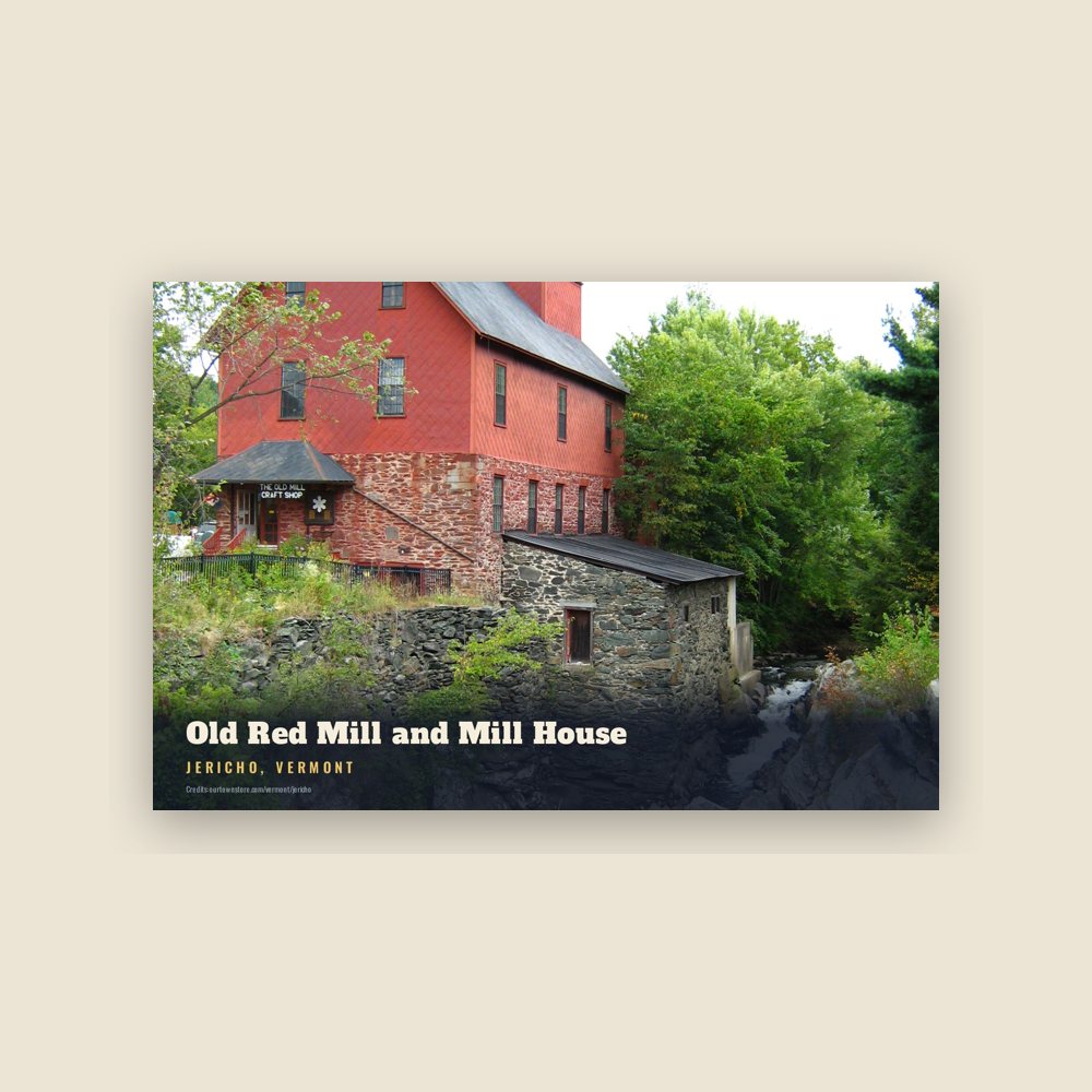 Jericho Old Red Mill and Mill House Postcard