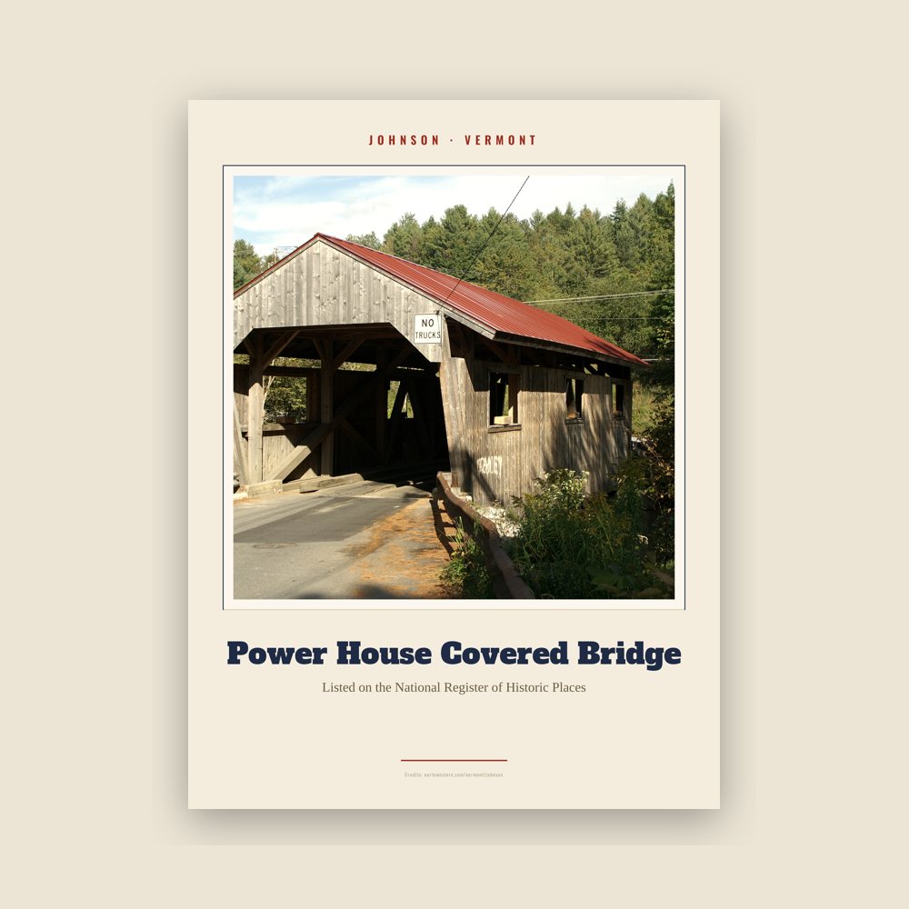 Johnson Power House Covered Bridge Landmark Print