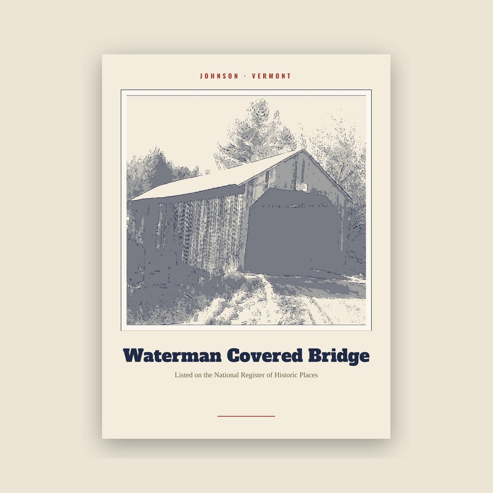 Johnson Waterman Covered Bridge Landmark Print