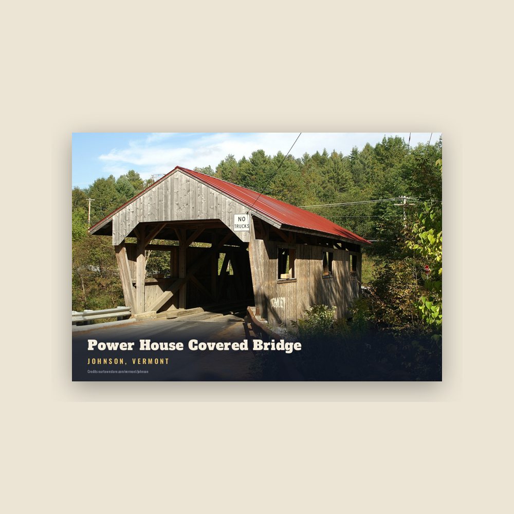 Johnson Power House Covered Bridge Postcard