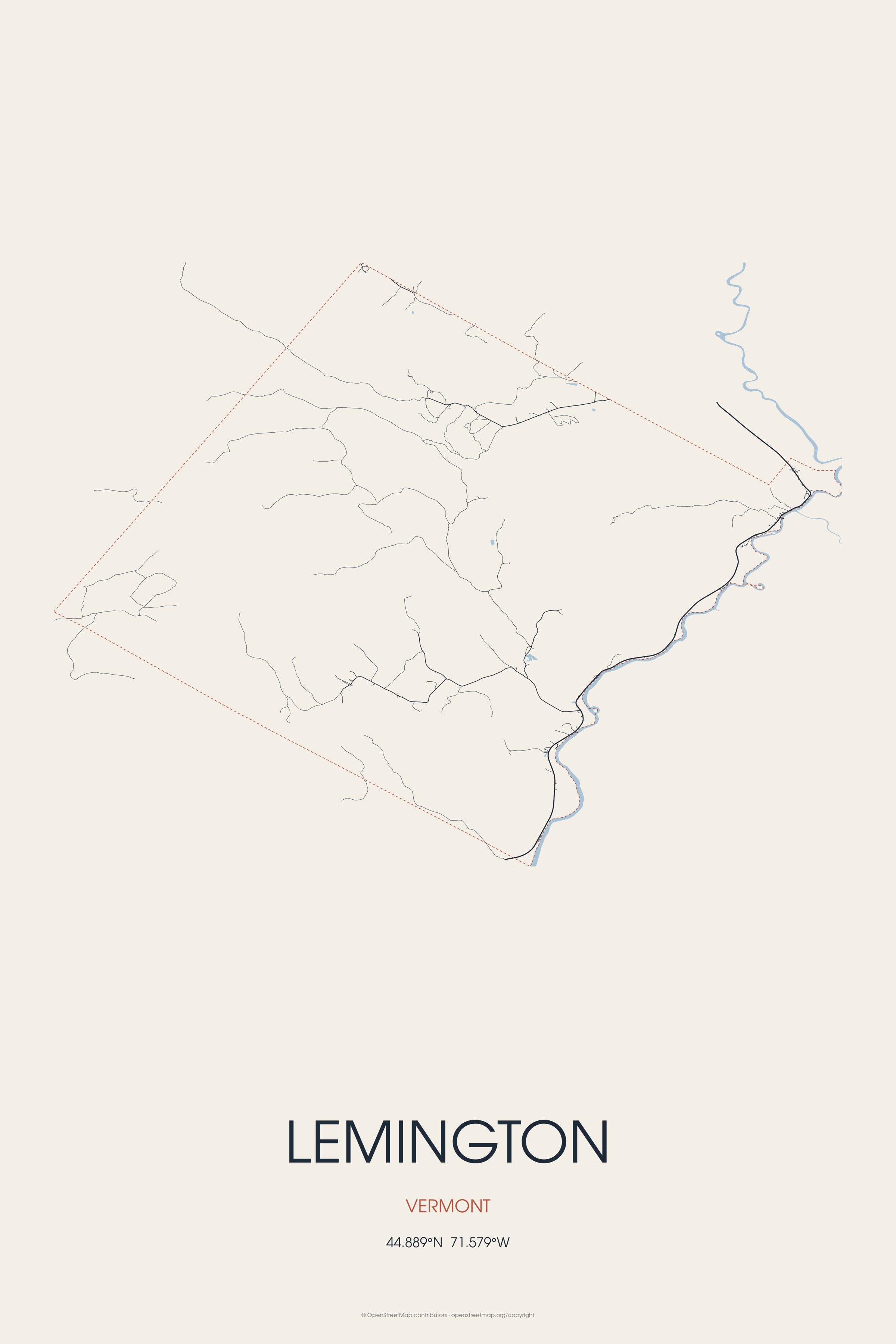Street map of Lemington, Vermont