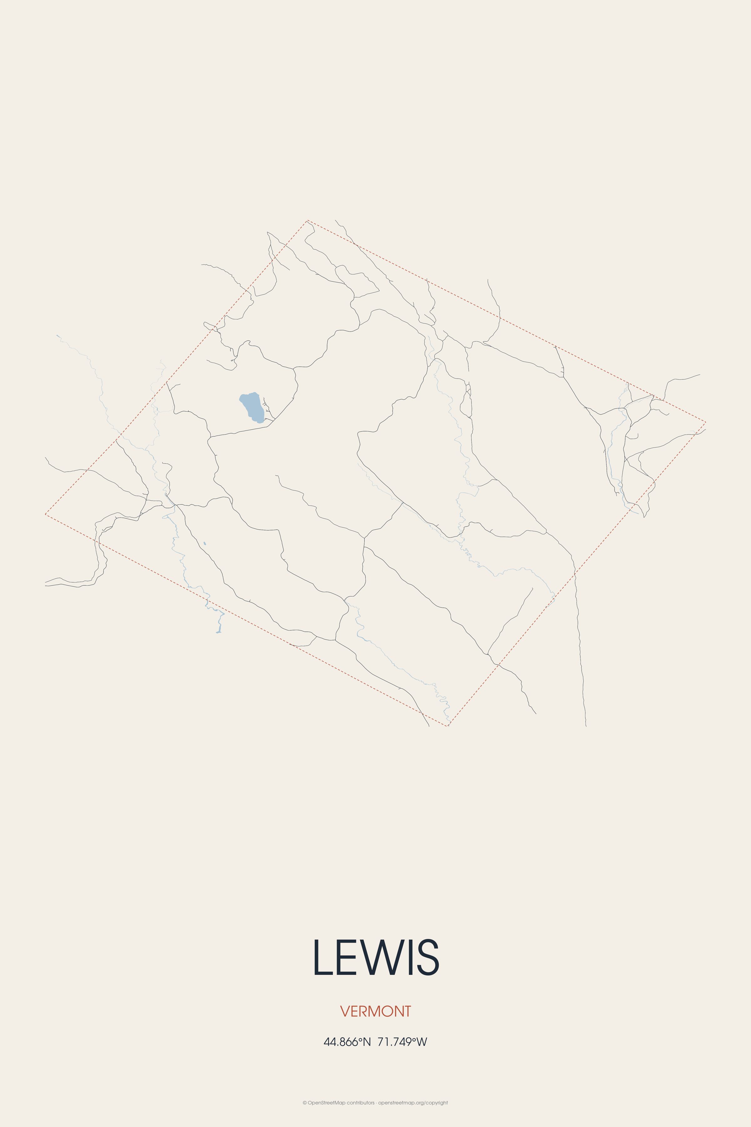 Street map of Lewis, Vermont