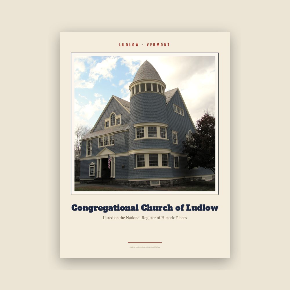 Ludlow Congregational Church of Ludlow Landmark Print