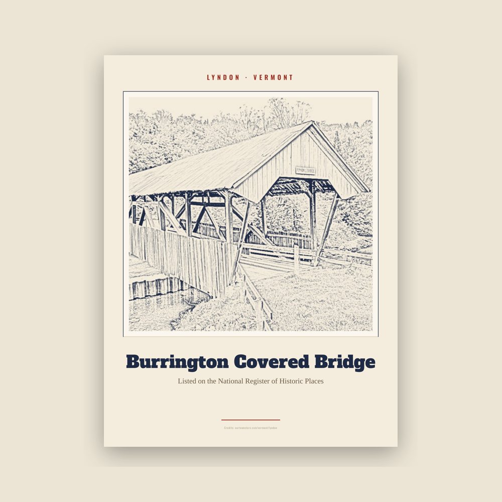 Lyndon Burrington Covered Bridge Landmark Print