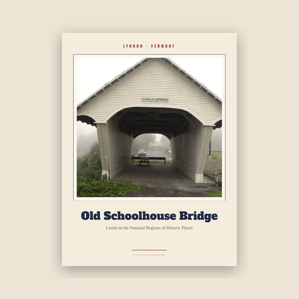 Lyndon Old Schoolhouse Bridge Landmark Print