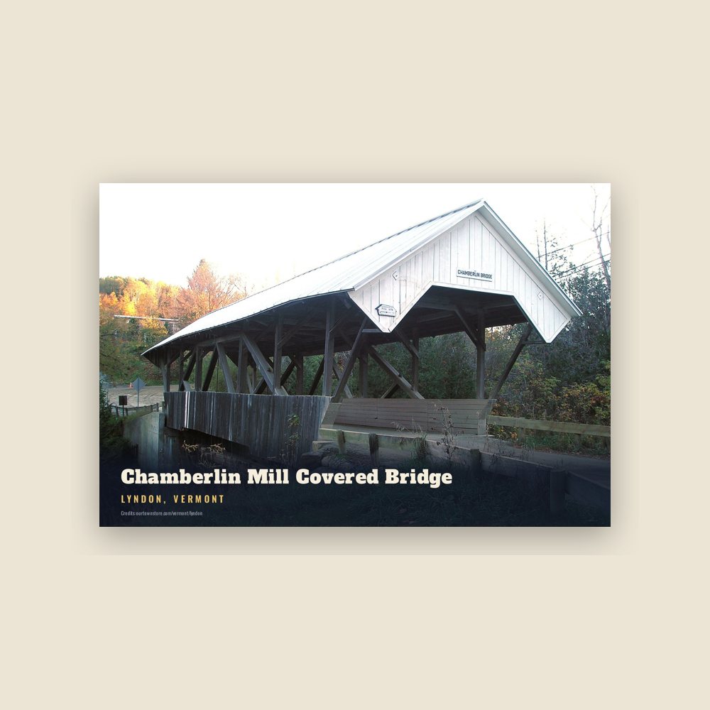 Lyndon Chamberlin Mill Covered Bridge Postcard