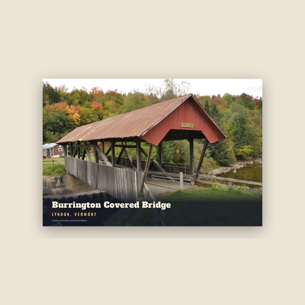 Lyndon Burrington Covered Bridge Postcard