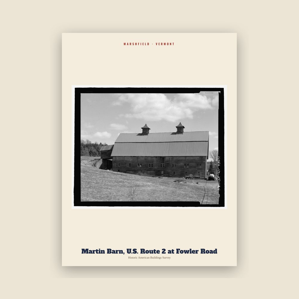 Marshfield Martin Barn, U.S. Route 2 at Fowler Road Archive Print