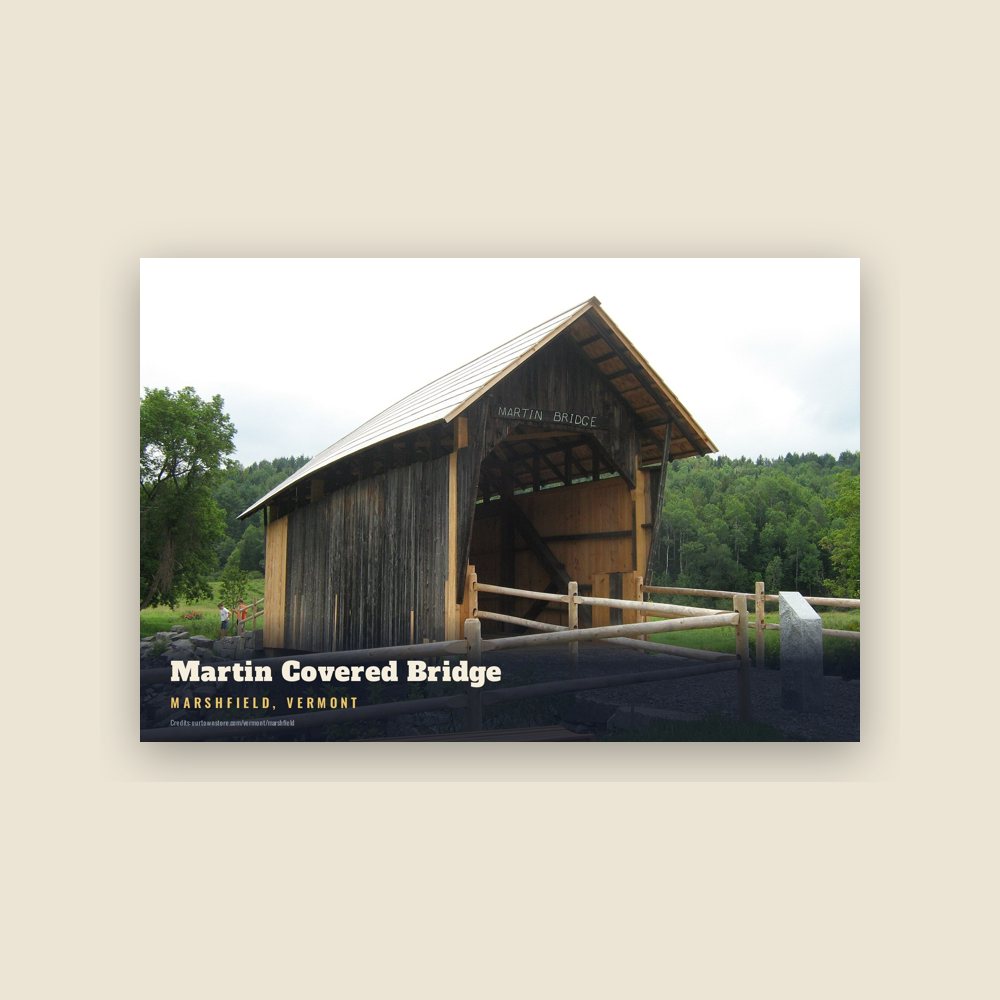 Marshfield Martin Covered Bridge Postcard