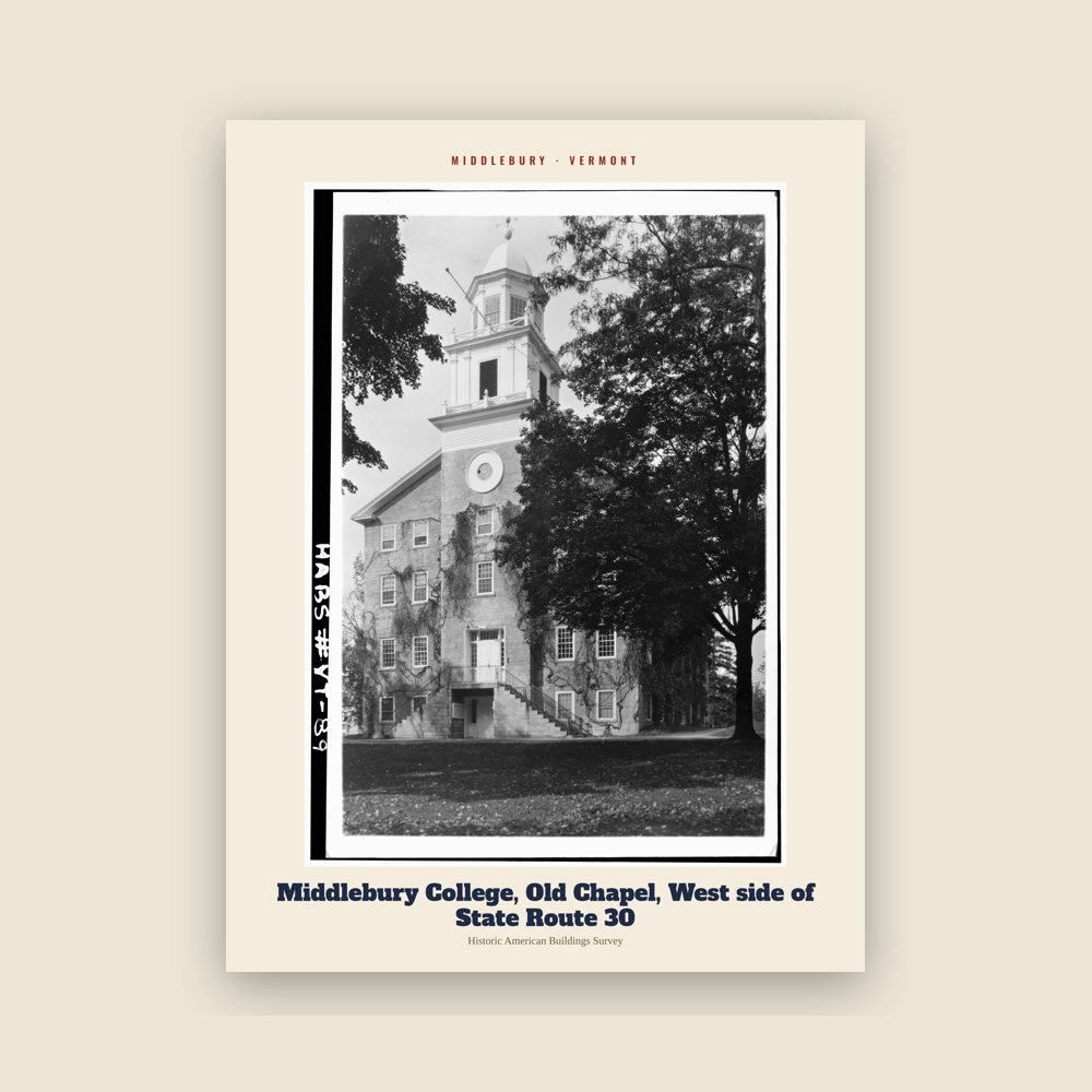 Middlebury Middlebury College, Old Chapel, West side of State Route 30 Archive Print