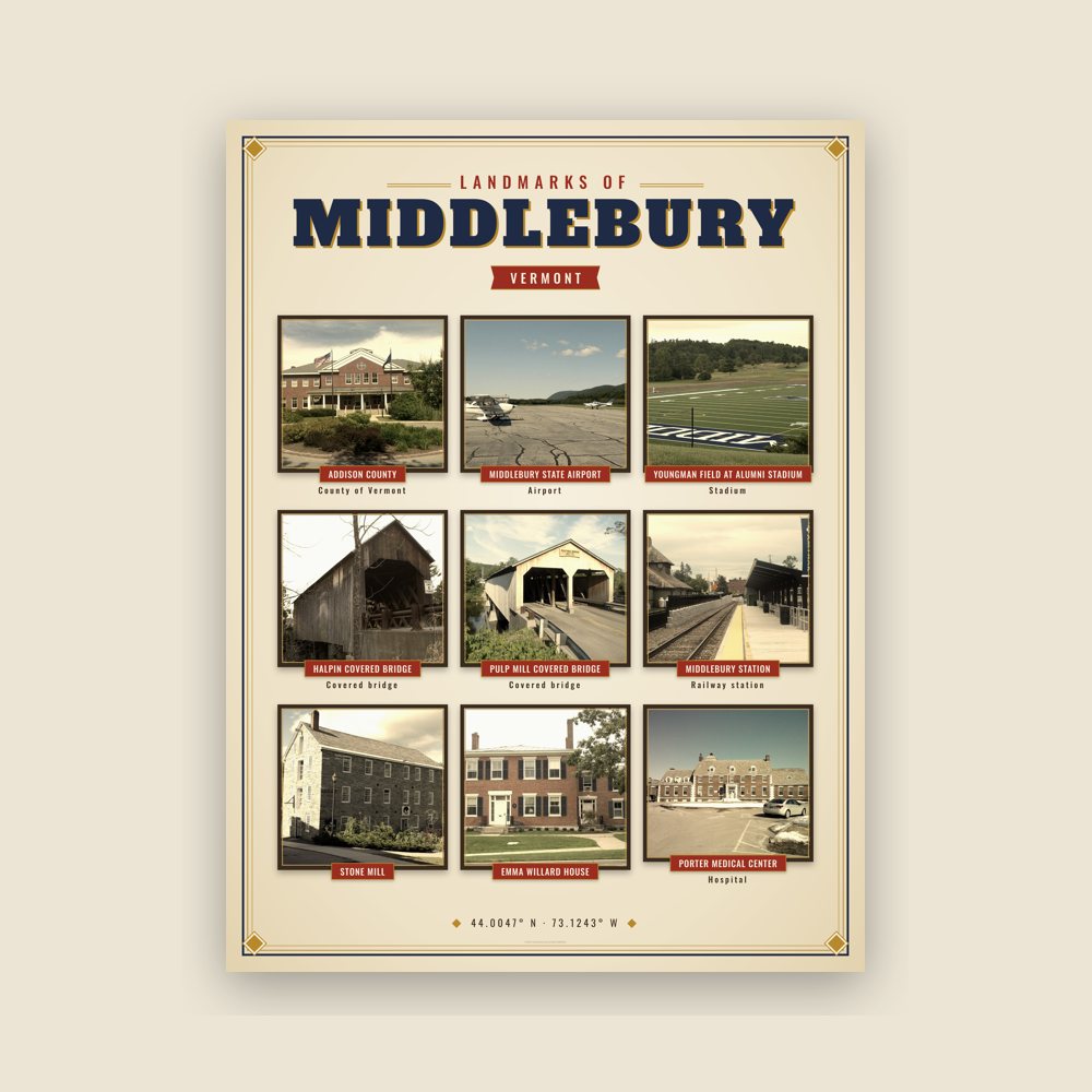 Middlebury Landmarks Photo Poster