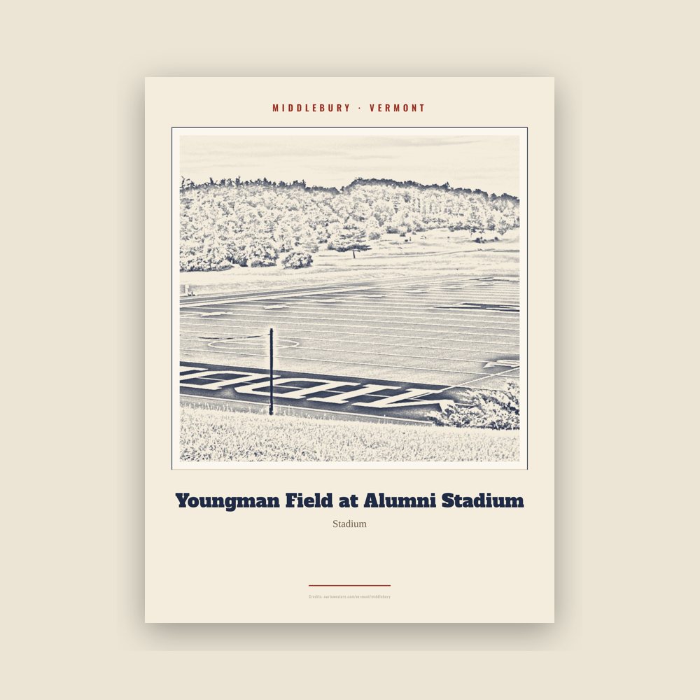 Middlebury Youngman Field at Alumni Stadium Landmark Print