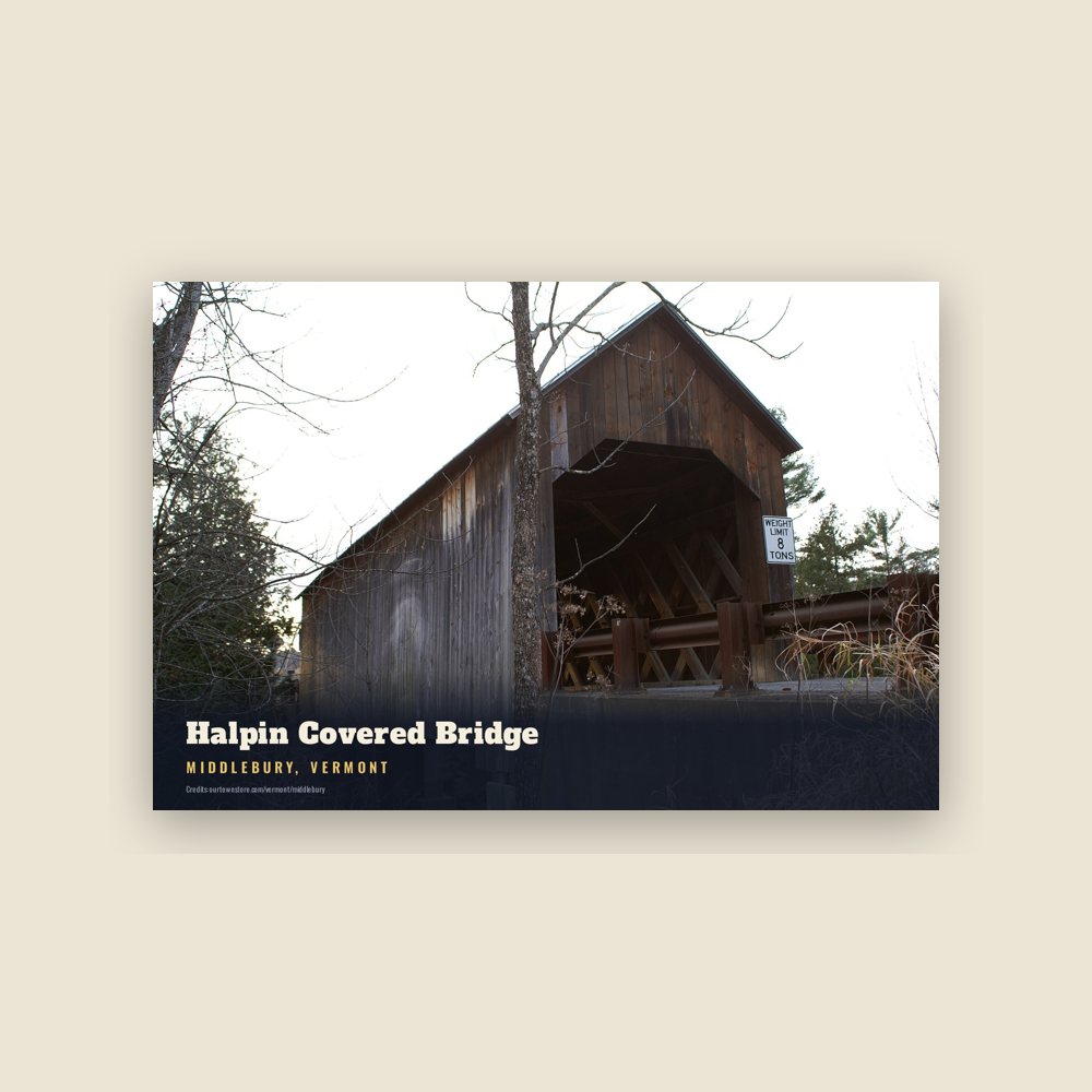 Middlebury Halpin Covered Bridge Postcard