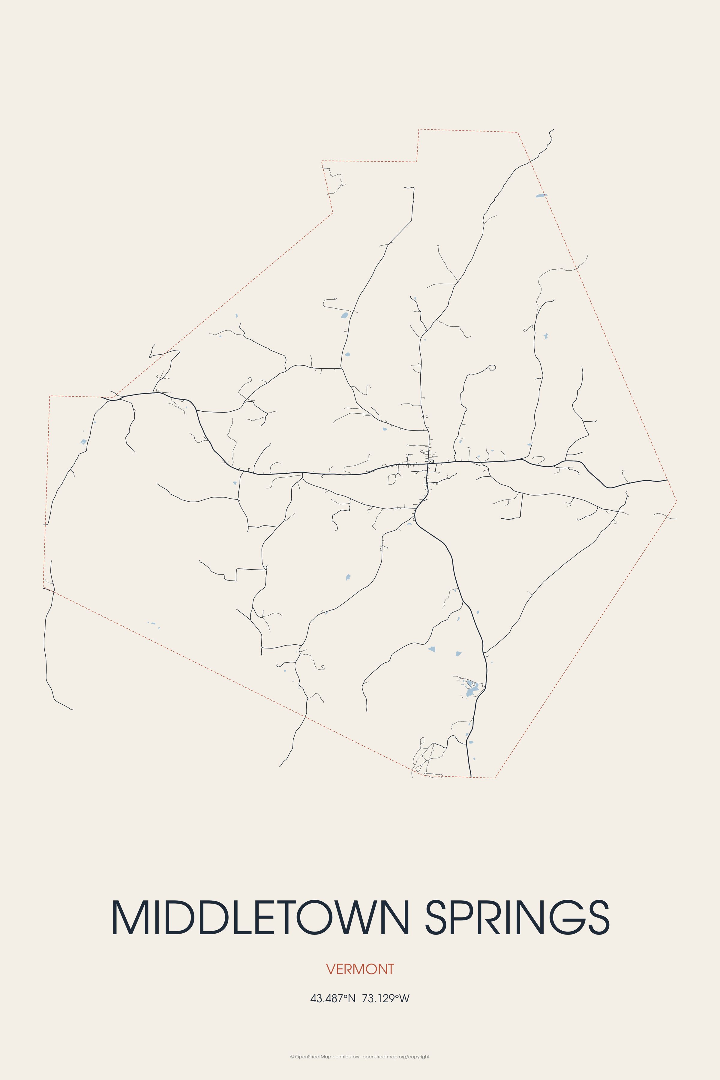 Street map of Middletown Springs, Vermont