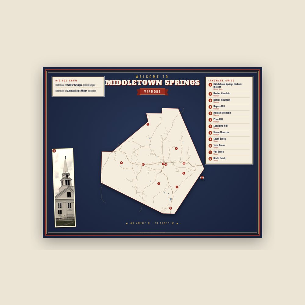Middletown Springs Map Placemat