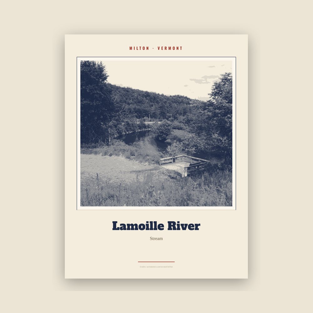 Milton Lamoille River Landmark Print