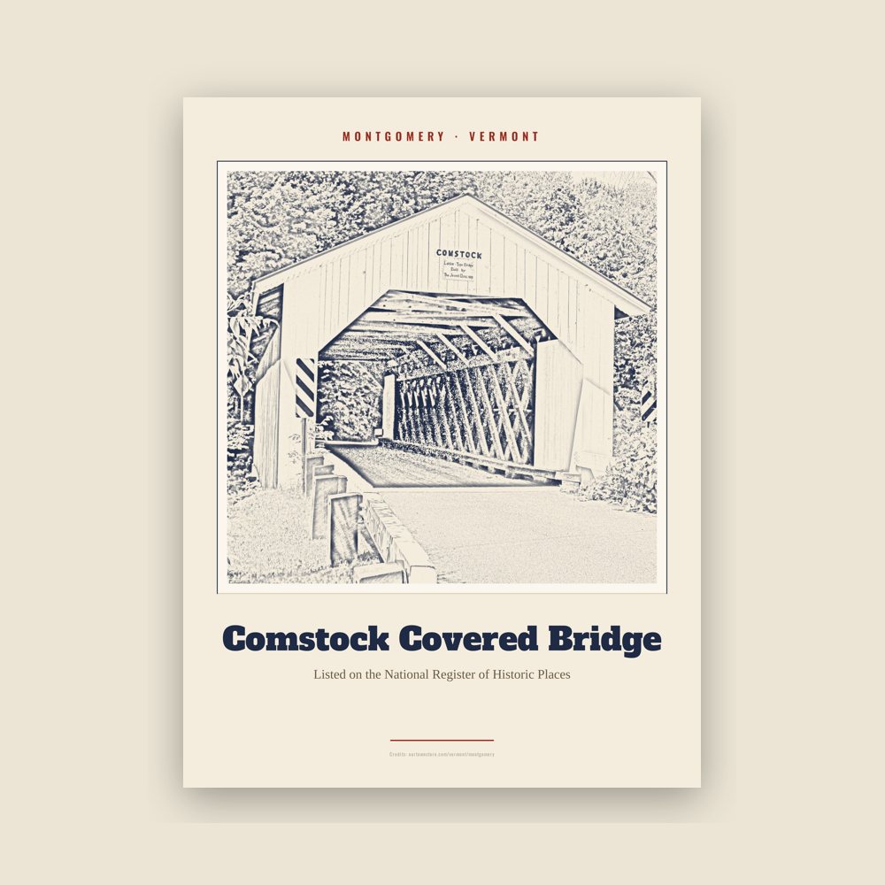 Montgomery Comstock Covered Bridge Landmark Print